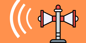 Grafik mit zwei Lautsprechern und eingezeichneten Schallwellen