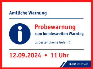 Grafik zum bundesweiten Warntag, enthält Text zur Information